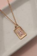 SUNBURST SQUARE CROSS PENDANT NECKLACE | 80N91885: GOLD