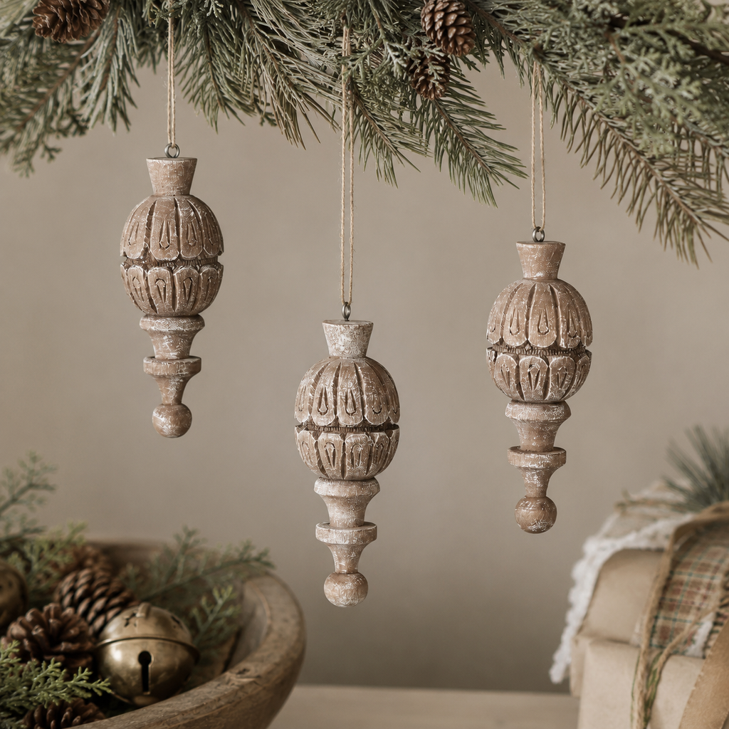 Vintage Carved Wooden Finial Ornament