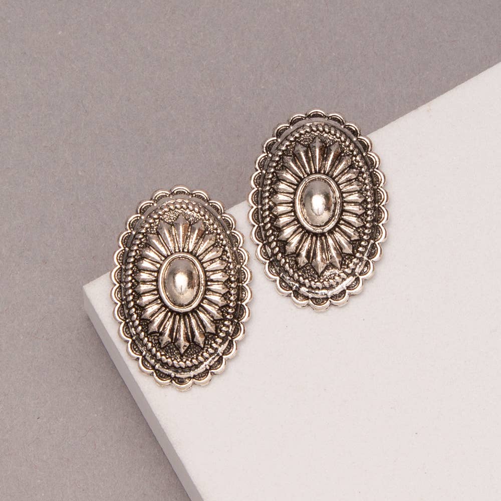 Oval Concho Earrings