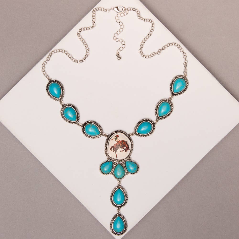 Turquoise Bucking Bronco Necklace