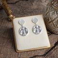 Cross Coin Dangle Earrings