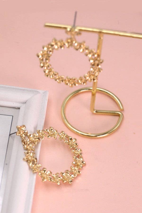 FLOWER CIRCLE DROP EARRINGS | 31E03400: GOLD