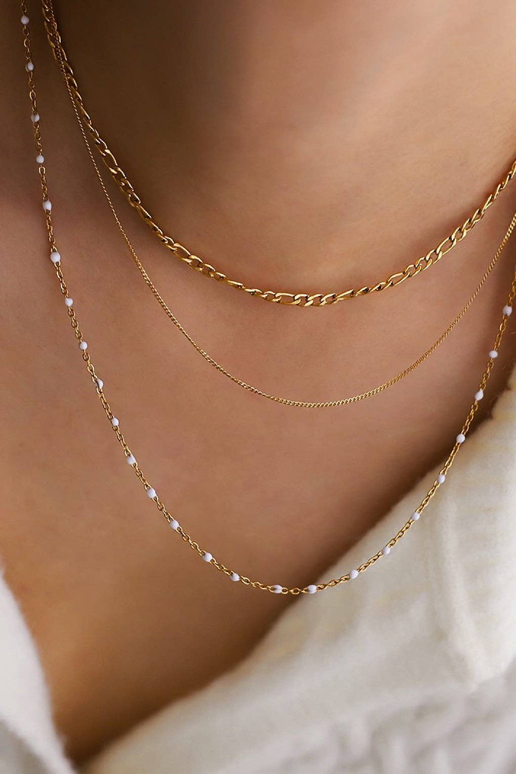 18K Gold Plated Waterproof Stainless Steel Chain Necklace - 7537: S0OX3T7537