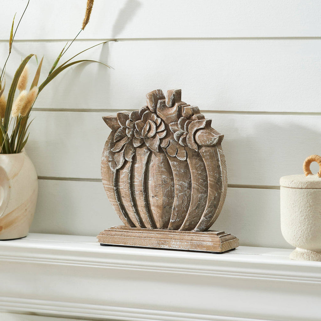 Wooden Floral Pumpkin