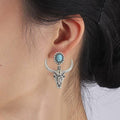 WESTERN BULL NATURAL STONE DROP EARRINGS | 40E435: Silver