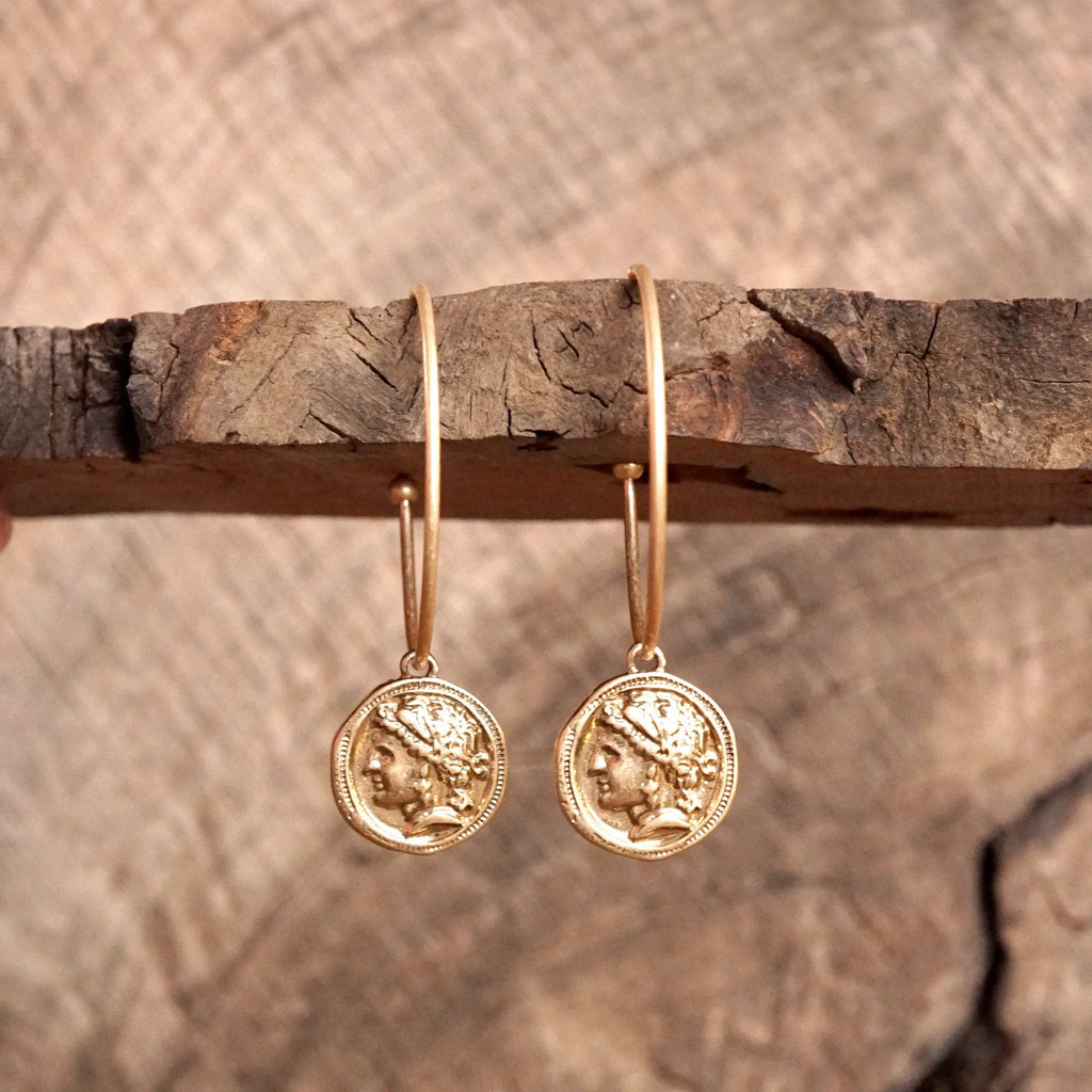 Coin Hoop Earrings