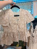 Scalloped Tie Peplum Top