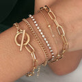 Layered Metal Paperclip Chain Bracelet Set - 1857: S0OX3T1857