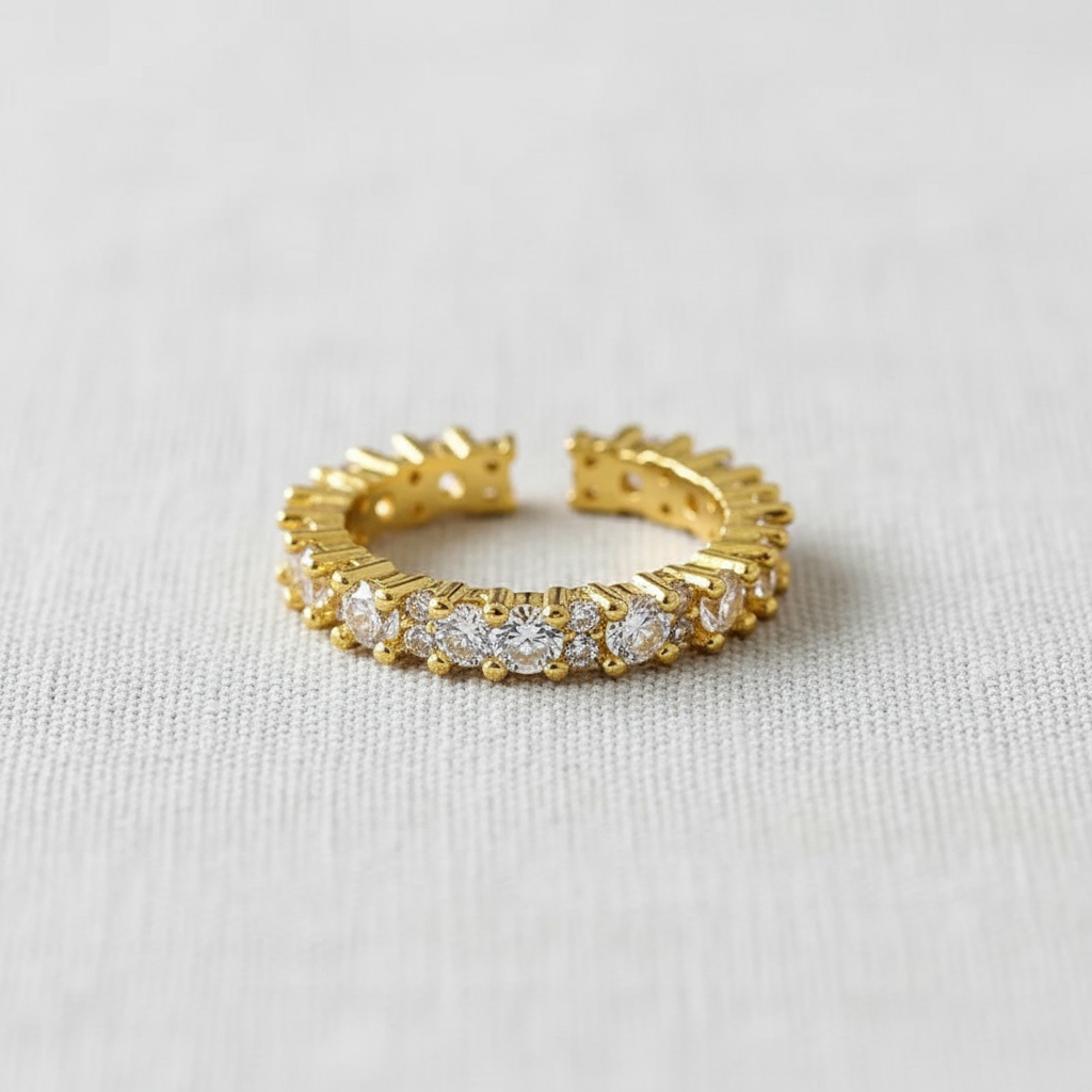 Vintage Zirconia Adjustable Open Ring