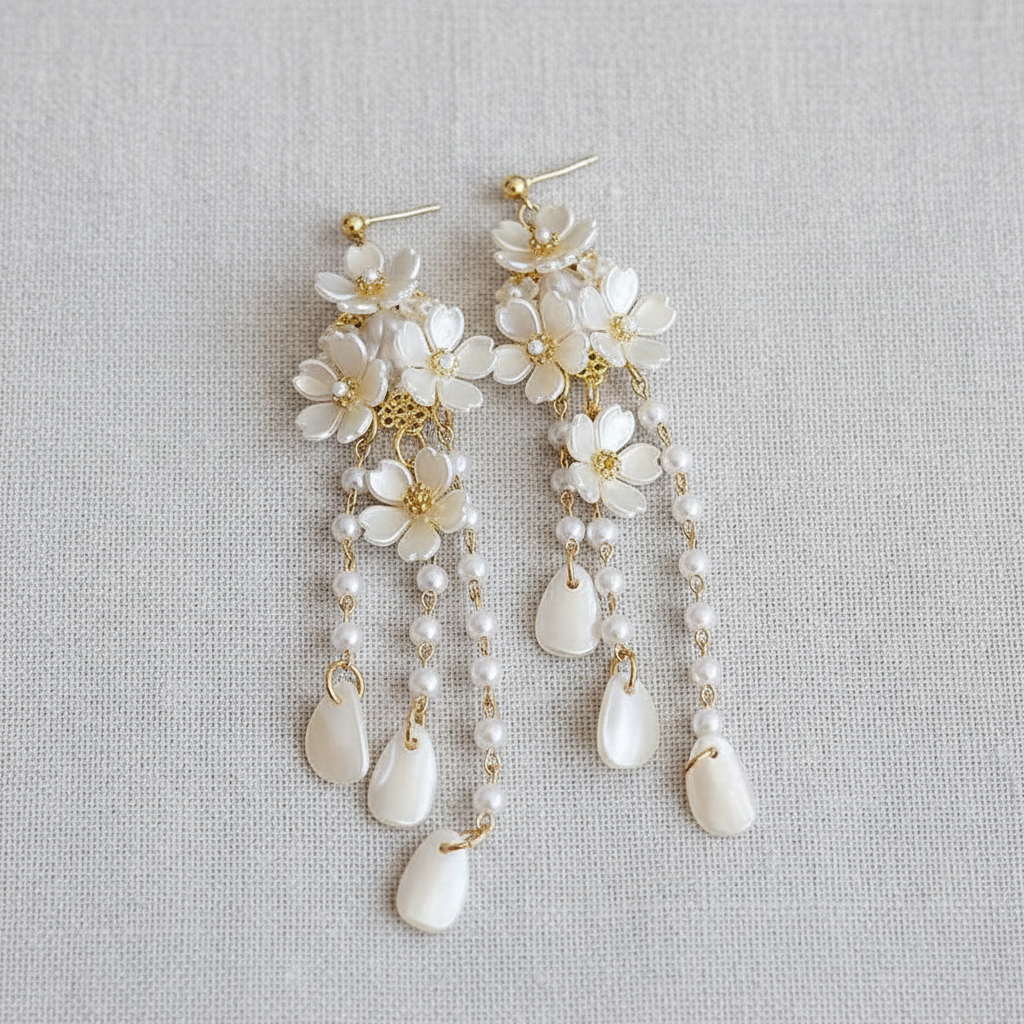 Floral Tassel Drop Earrings