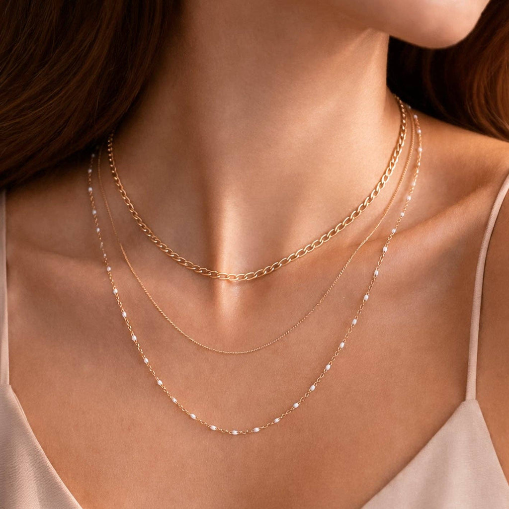 18K Gold Plated Waterproof Stainless Steel Chain Necklace - 7537: S0OX3T7537