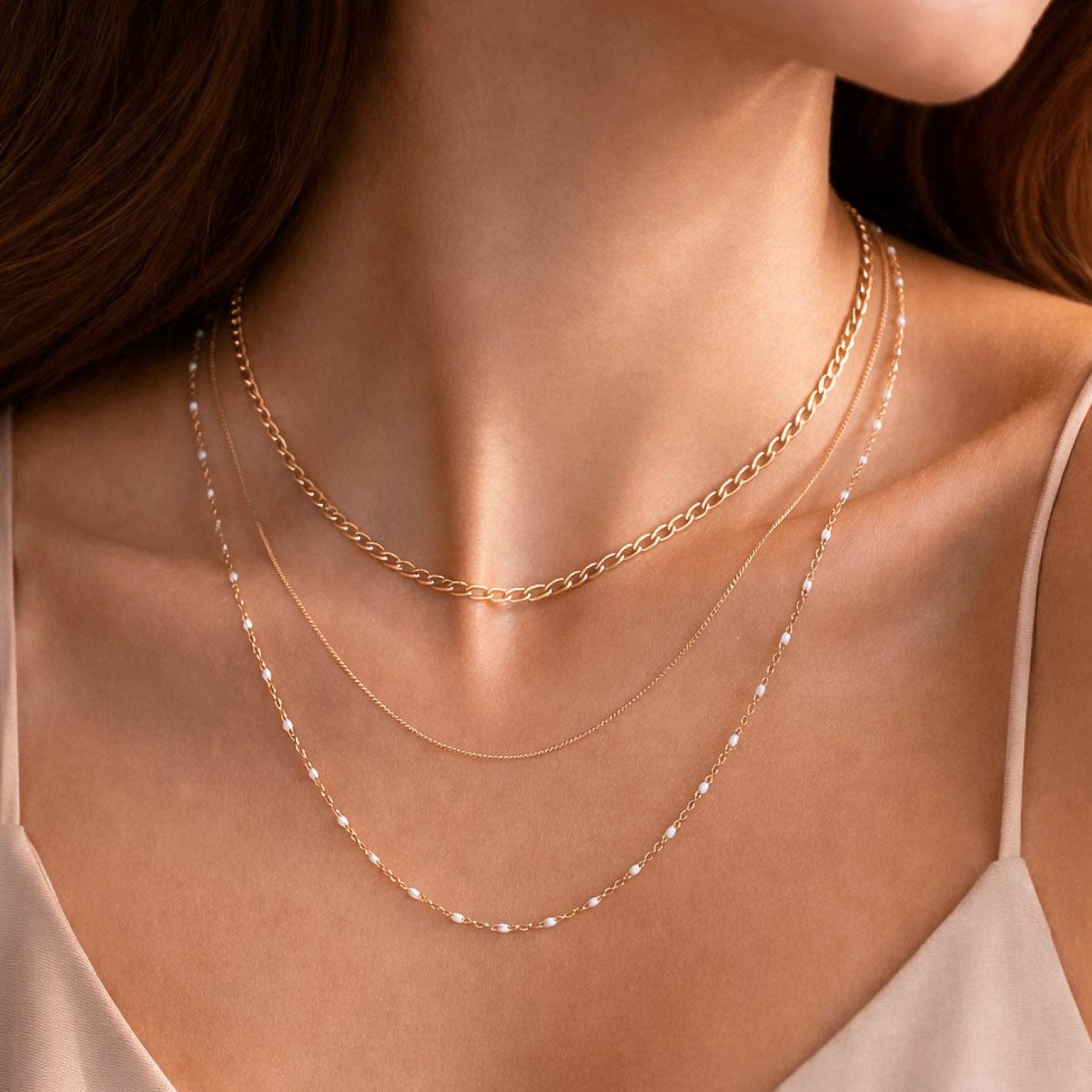 18K Gold Plated Waterproof Stainless Steel Chain Necklace - 7537: S0OX3T7537