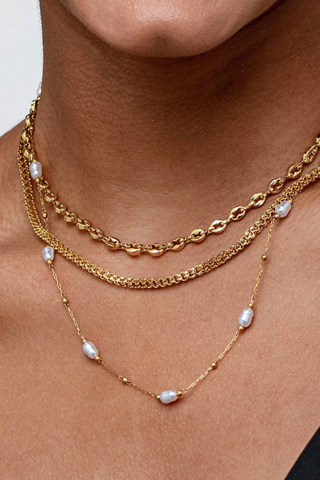 18K Gold PVD Plated Waterproof Stainless Steel Chain Necklace - 7819: S0OX3T7819