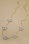 18K STAINLESS STEEL TARNISH PEARL FLOWER NECKLACE | 40NK9417: GOLD
