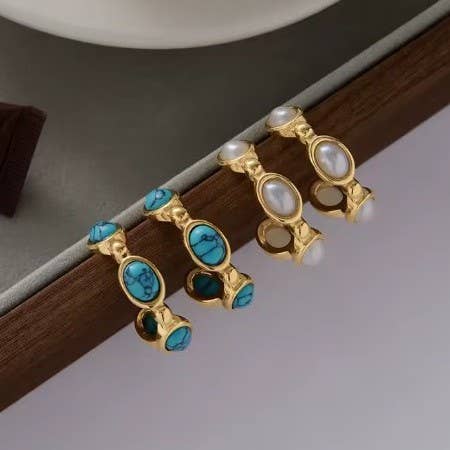 18K STAINLESS STEEL WATERPROOF TARNISH FREE HOOPS | 40E462: TURQ