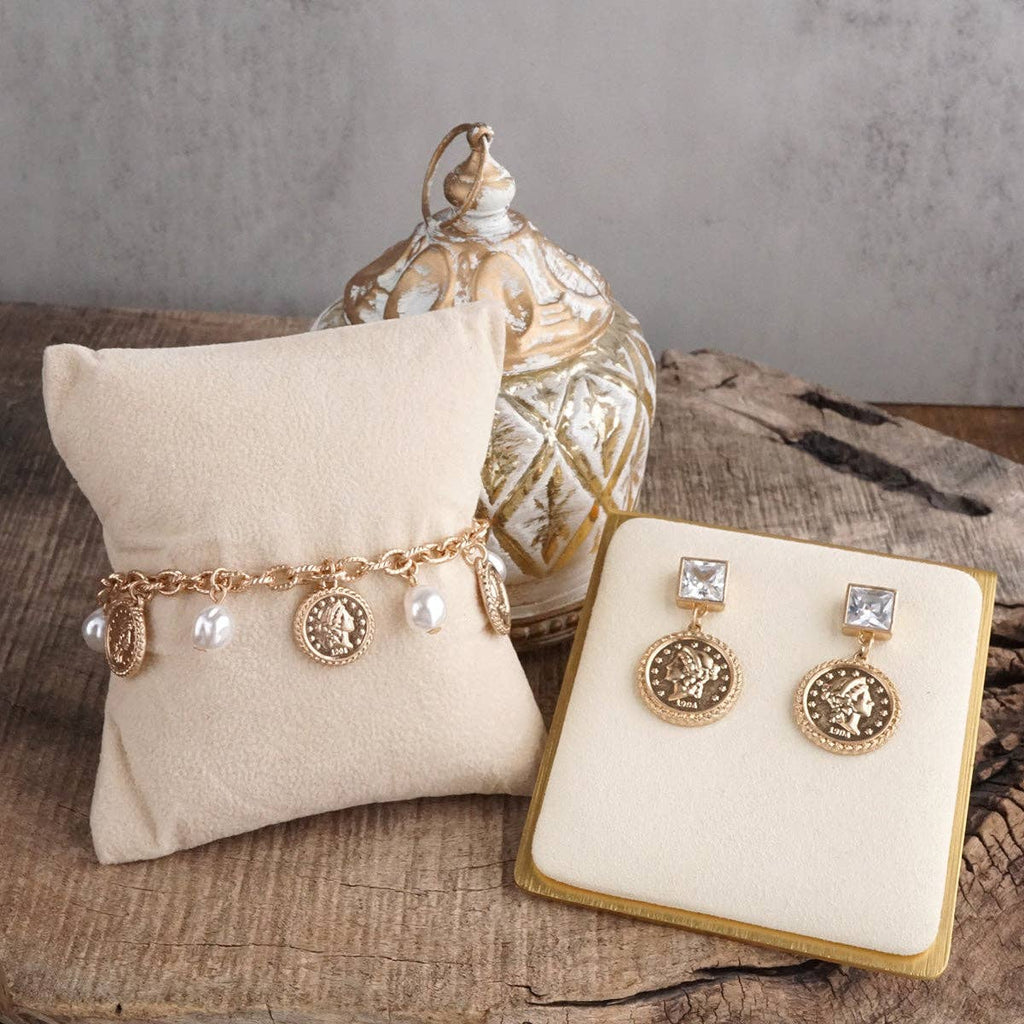Coin & Pearl Charm Bracelet