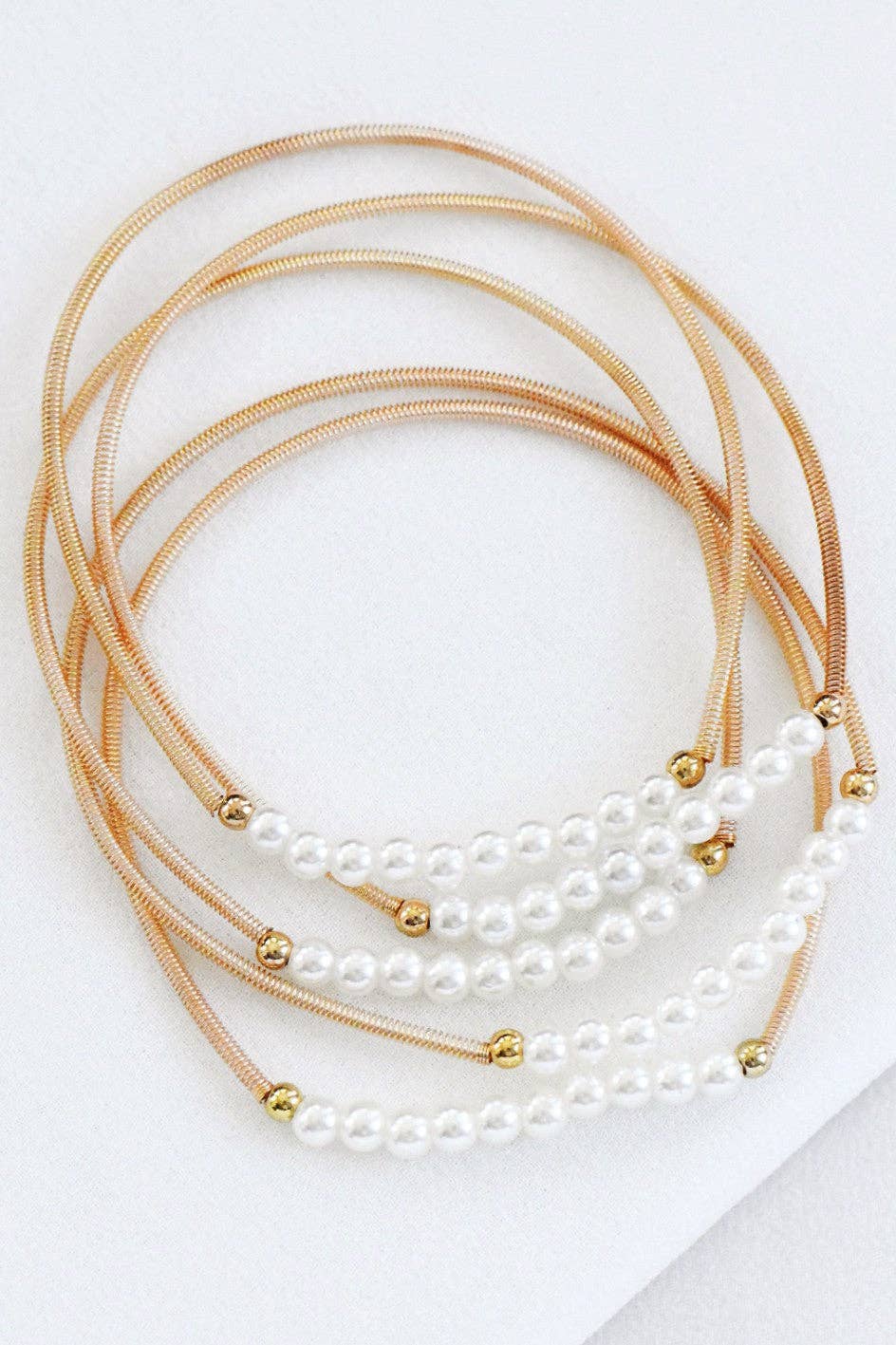 Boho Layered Spring Coil Guitar String Bracelet Set - 6025: S0OX3T6025 Gold