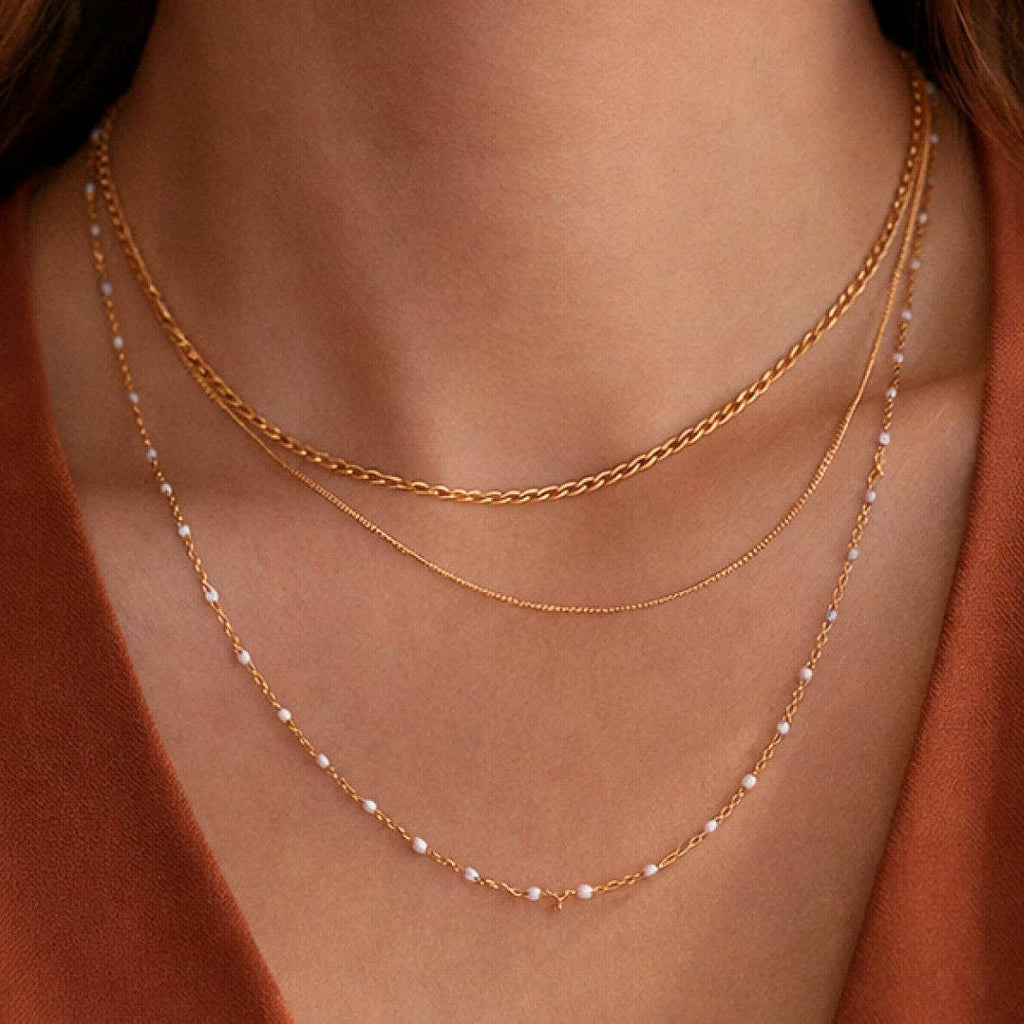 18K Gold Plated Waterproof Stainless Steel Chain Necklace - 7537: S0OX3T7537