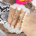 Neutral Brown Clover Bracelet Set