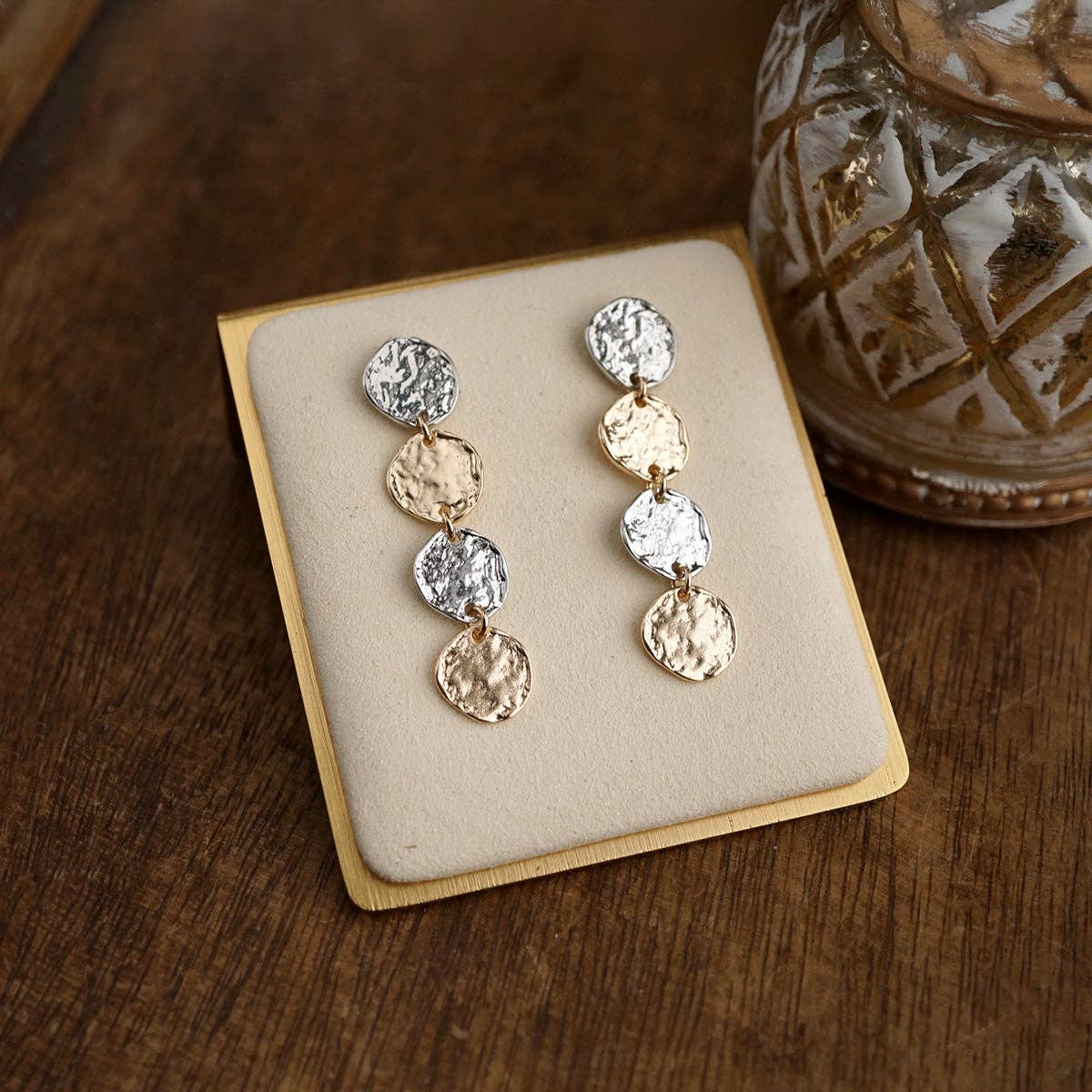 Mixed Metal Dangle Earrings