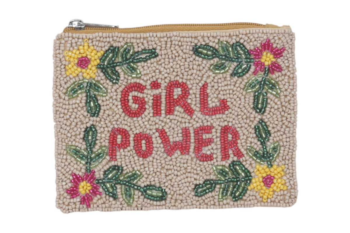 “Girl Power” Beaded Coin Purse