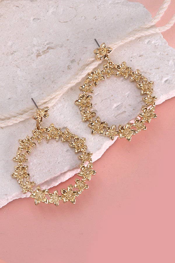 FLOWER CIRCLE DROP EARRINGS | 31E03400: GOLD