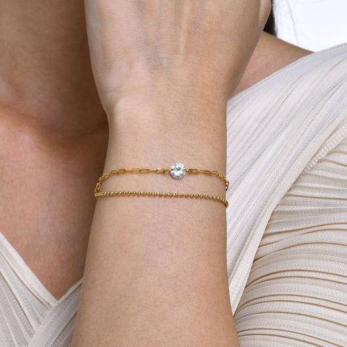 18K STAINLESS STEEL TARNISH FREE HEART BRACELET | 40B5147: Gold