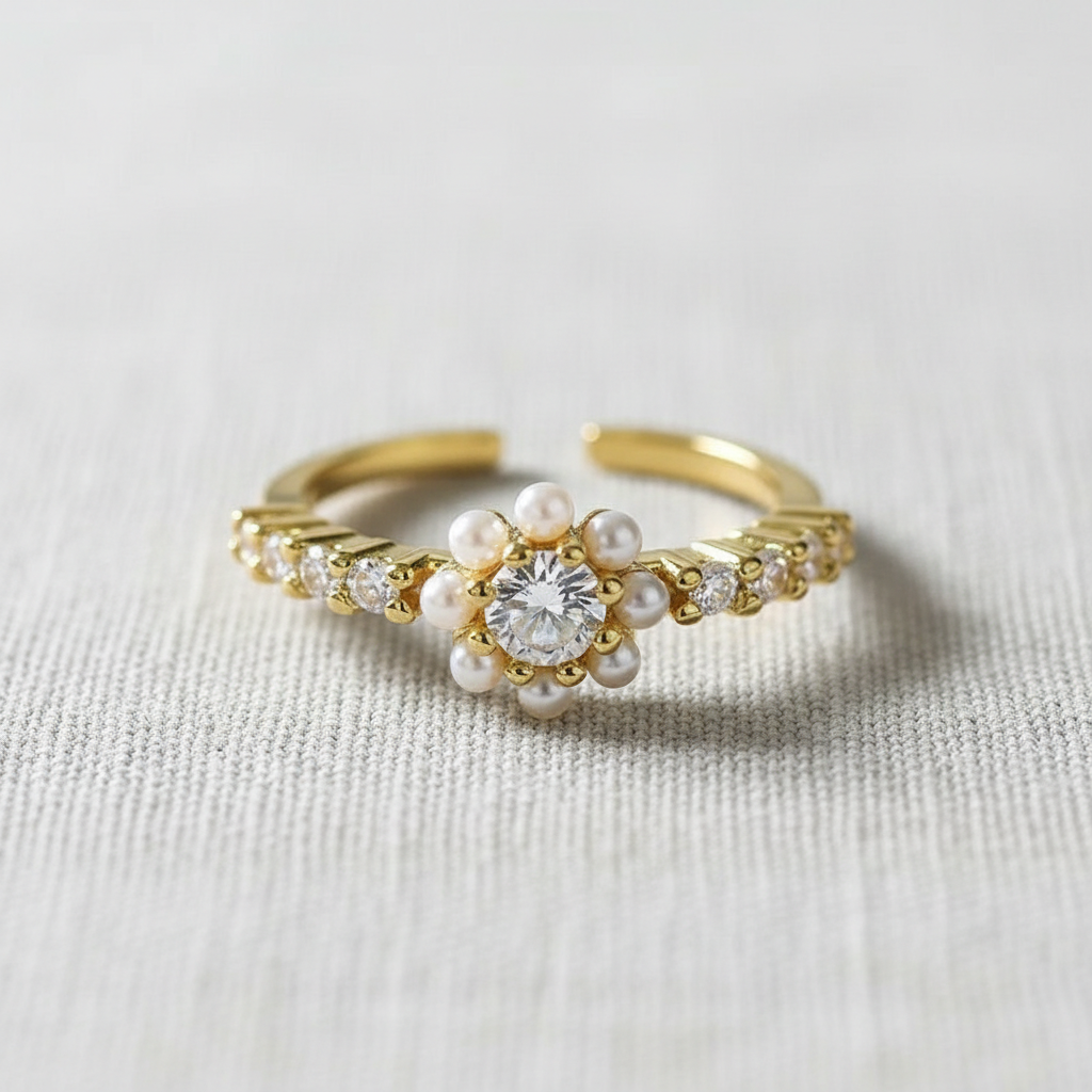 Vintage Floral Gemstone Ring