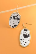 FAUX LEATHER GOLD DROP EARRINGS | 10E3051232: COW BLACK