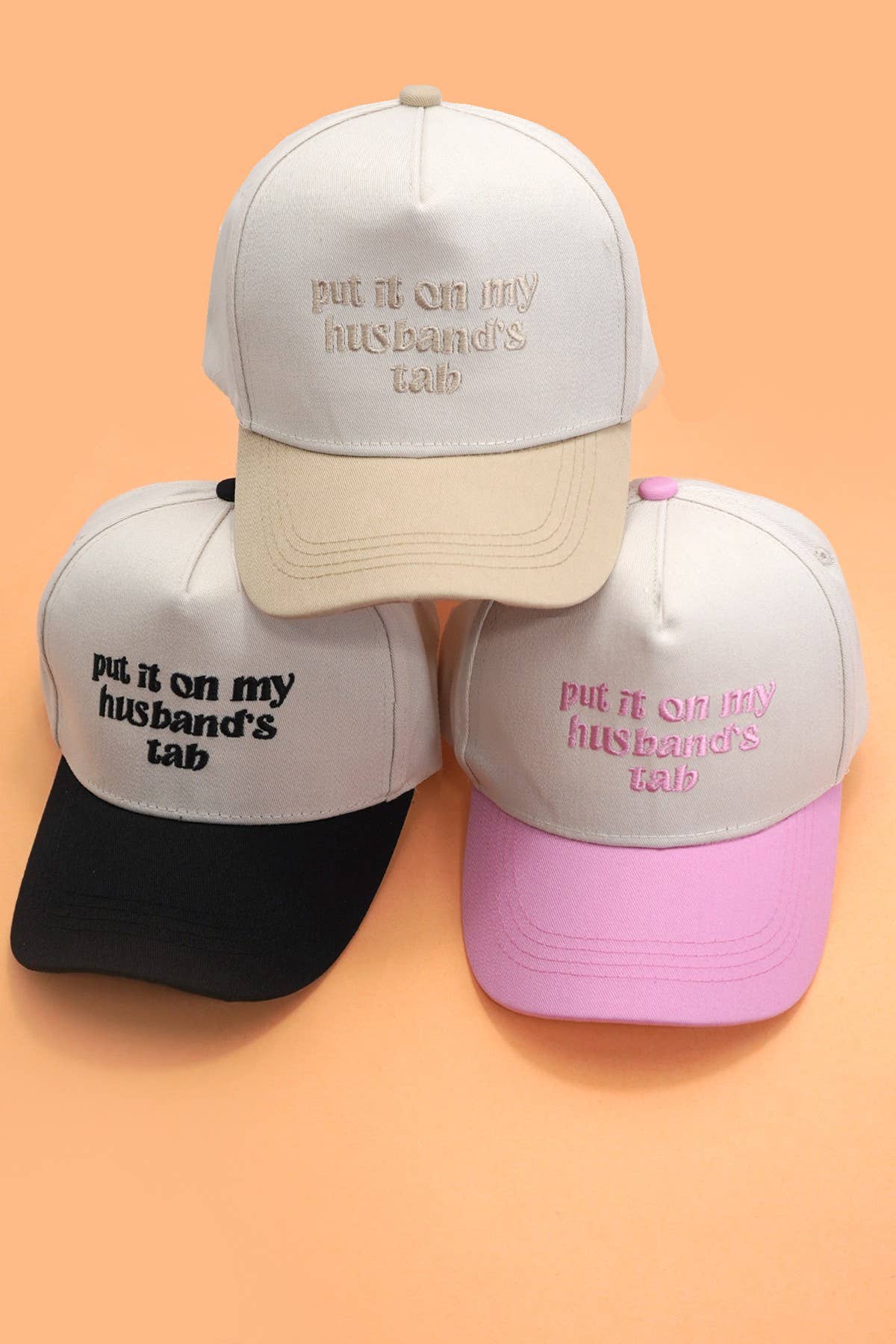 TWO TONE EMBROIDERY  WORD BASEBALL HAT CAP | 40HW730: Pink
