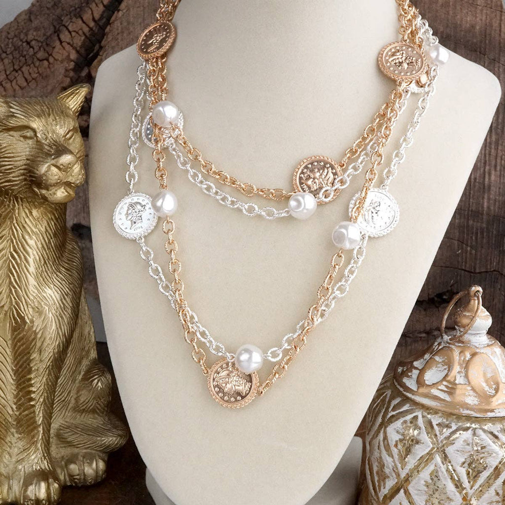 Coin & Pearl Charm Bracelet