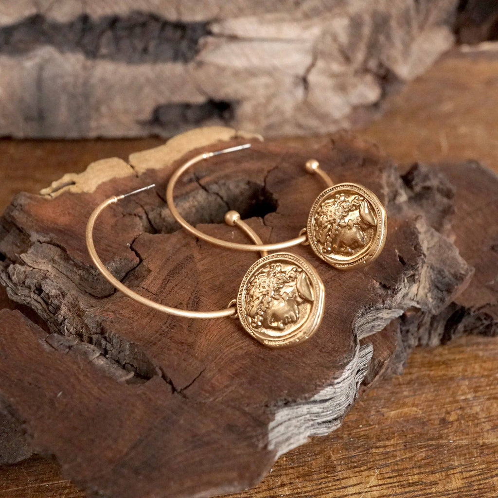 Coin Hoop Earrings
