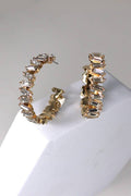 BAGUETTE RHINESTONE HOOP EARRINGS | 40E414: GOLD