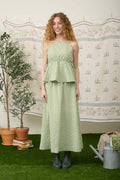 GINGHAM SLEEVELESS SIDE TIE BABYDOLL TOP : GREEN