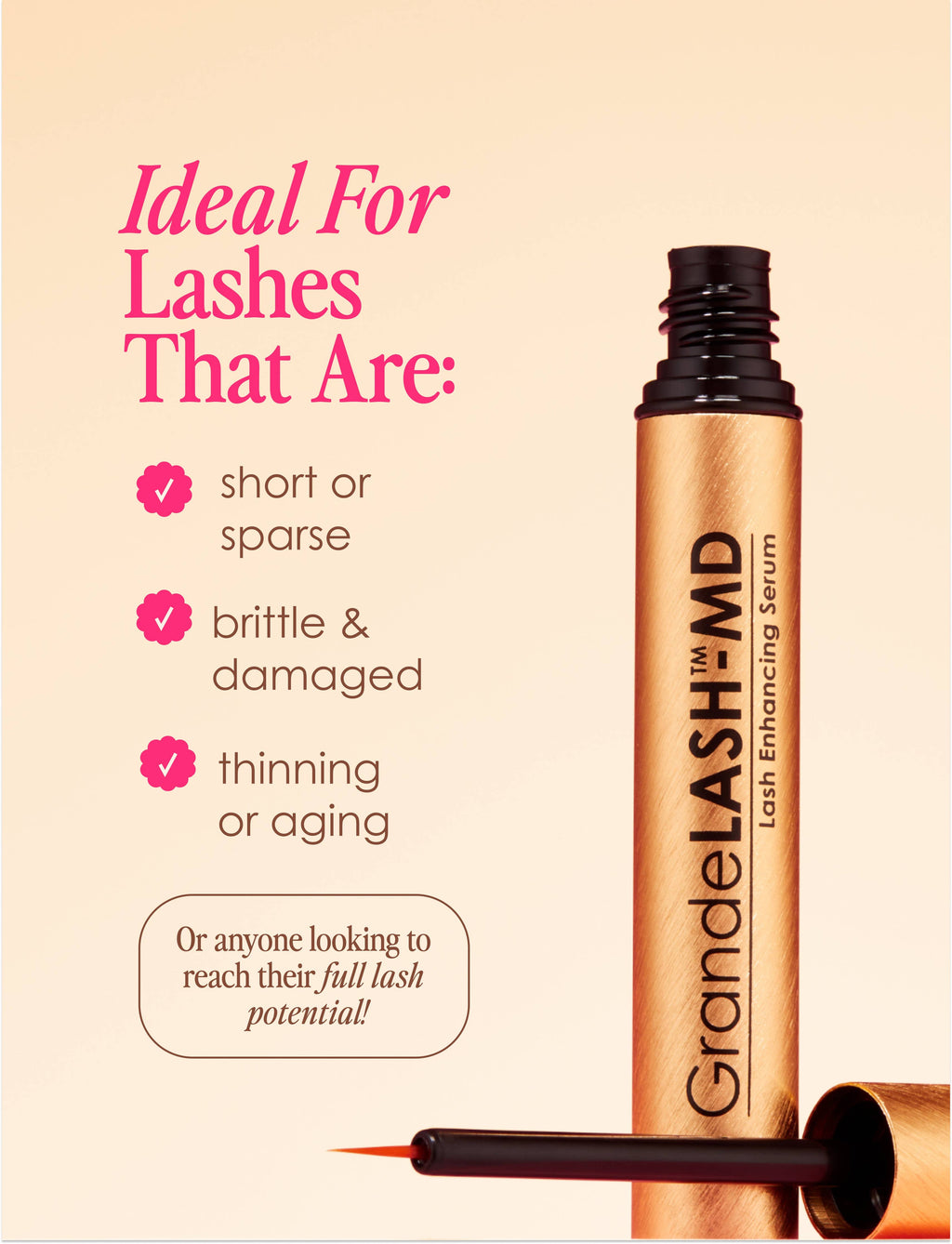GrandeLASH-MD Lash Enhancing Serum: 2 mL (3 Month Supply)