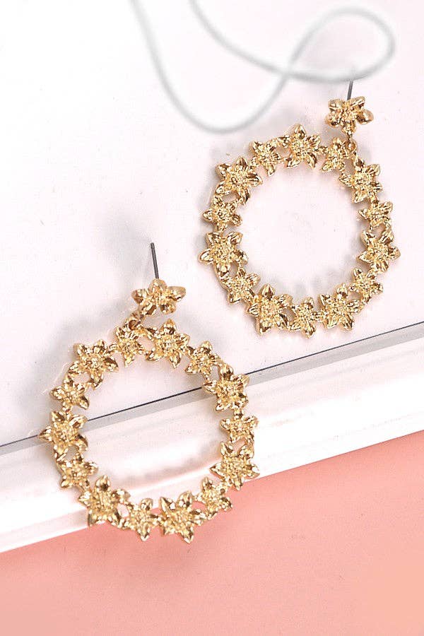 FLOWER CIRCLE DROP EARRINGS | 31E03400: GOLD