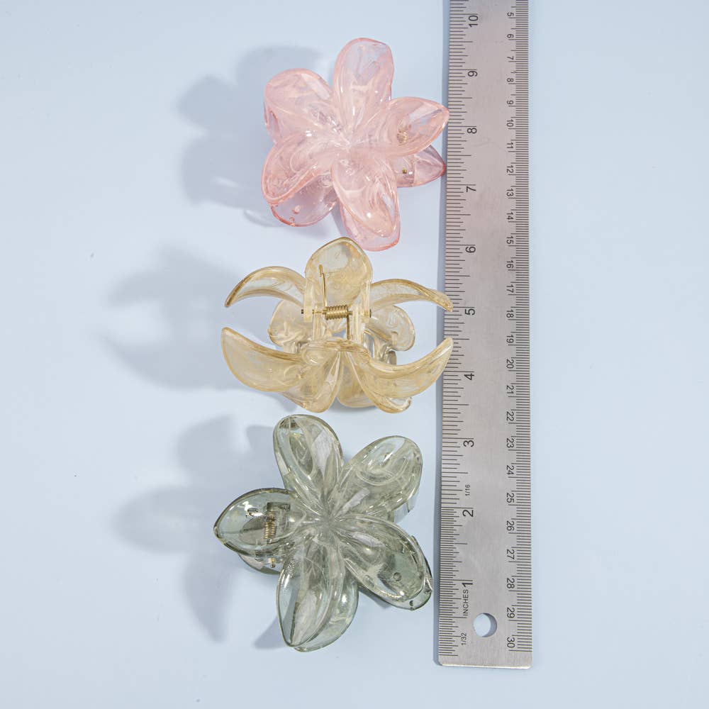 Marbled Plumeria Flower Claw Clip