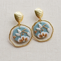 Handcrafted Retro Floral Clay Earrings