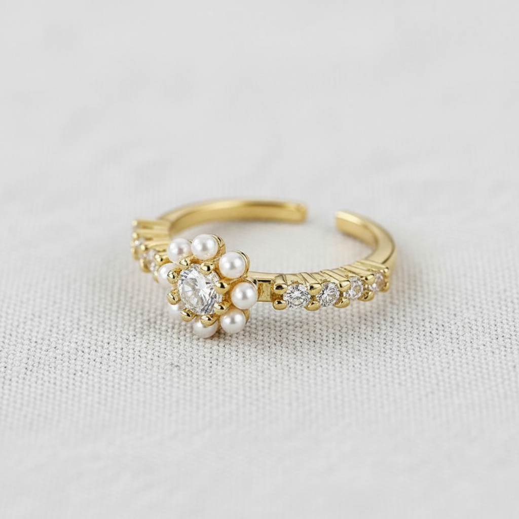 Vintage Floral Gemstone Ring