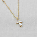 Gold Cross Pendant Necklace with Micro Pave Diamonds