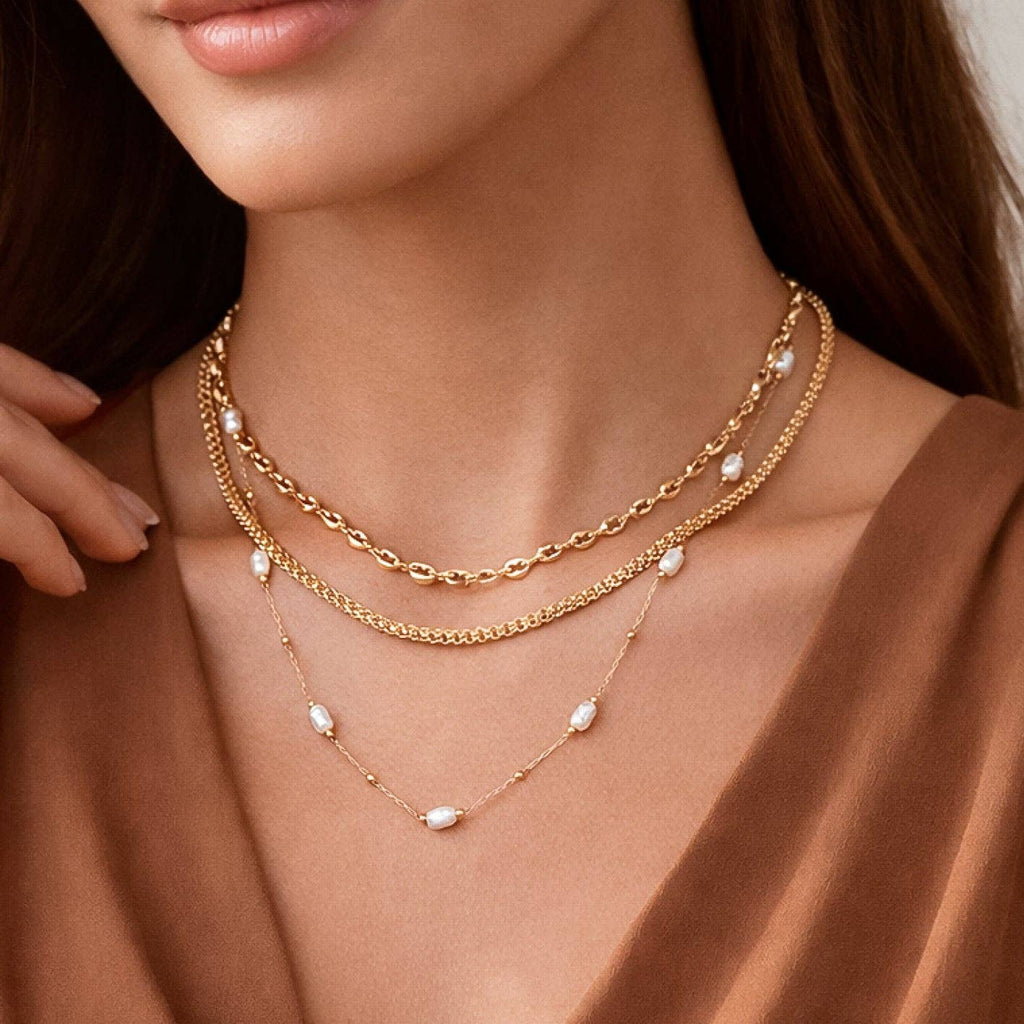 18K Gold PVD Plated Waterproof Stainless Steel Chain Necklace - 7819: S0OX3T7819