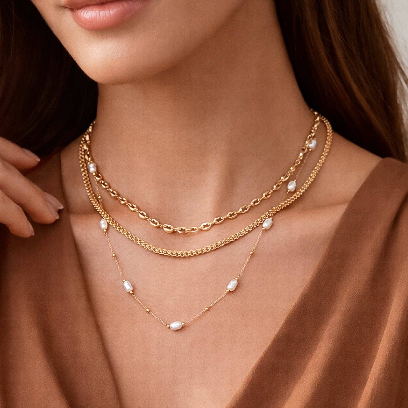 18K Gold PVD Plated Waterproof Stainless Steel Chain Necklace - 7819: S0OX3T7819