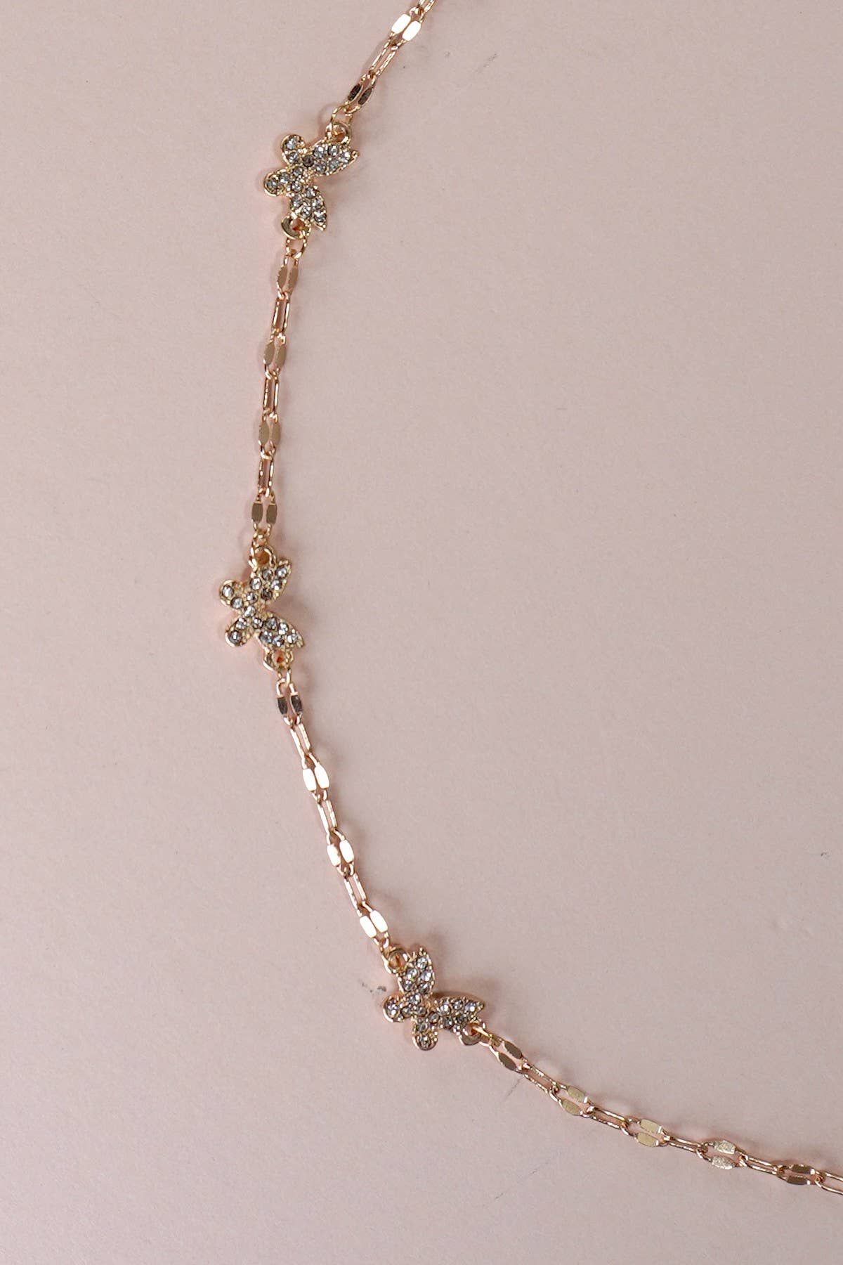RHINESTONE BUTTERFLY STATION NECKLACE | 80N1045: GOLD