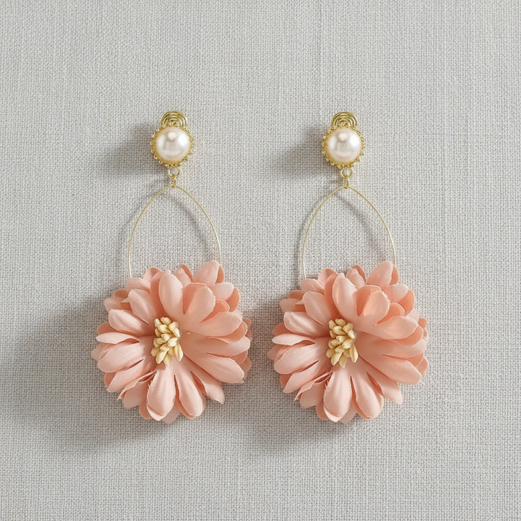 Pink Floral Statement Earrings