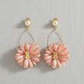 Pink Floral Statement Earrings
