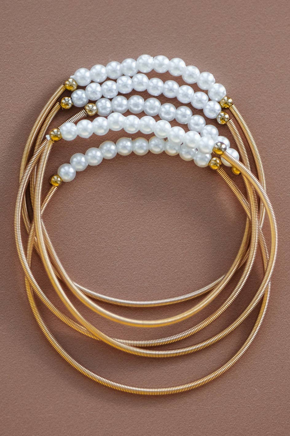 Boho Layered Spring Coil Guitar String Bracelet Set - 6025: S0OX3T6025 Gold