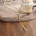 Desert Cascade – Textured Square Long Lariat Necklace: Gold Tone