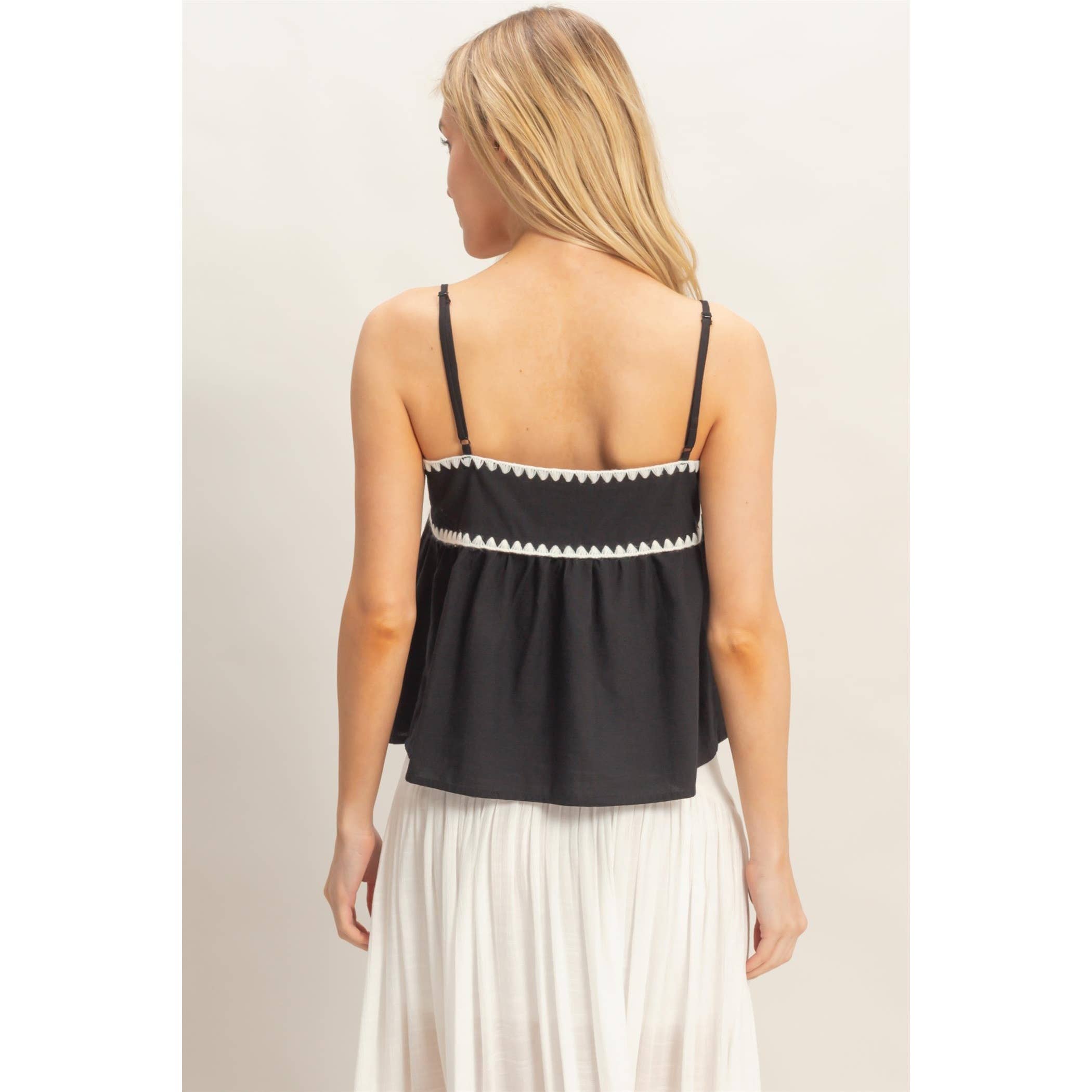 Sleeveless Babydoll Top: BLACK