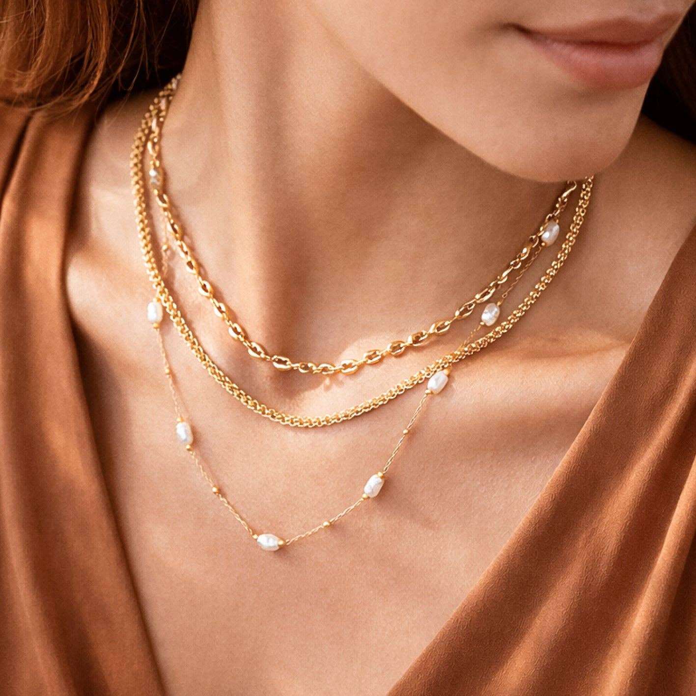18K Gold PVD Plated Waterproof Stainless Steel Chain Necklace - 7819: S0OX3T7819