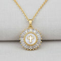 Titanium Steel Cross Necklace with Crystal Details